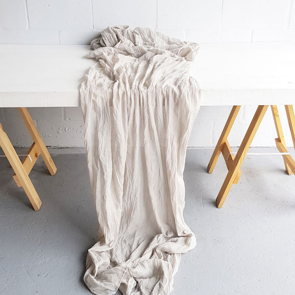 Indi Cheesecloth Table Runner - Light Grey